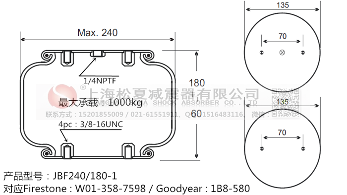 JBF240-180-1橡膠<a href='http://www.ddcatv.com.cn/' target='_blank'><u>空氣彈簧</u></a>