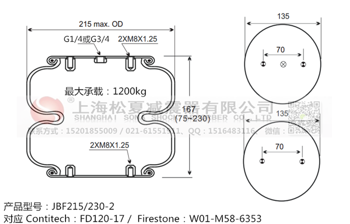 JBF215/230-2橡膠<a href='http://www.ddcatv.com.cn/' target='_blank'><u>空氣彈簧</u></a>