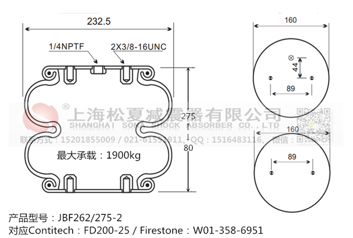 JBF262/275-2橡膠<a href='http://www.ddcatv.com.cn/' target='_blank'><u>空氣彈簧</u></a>