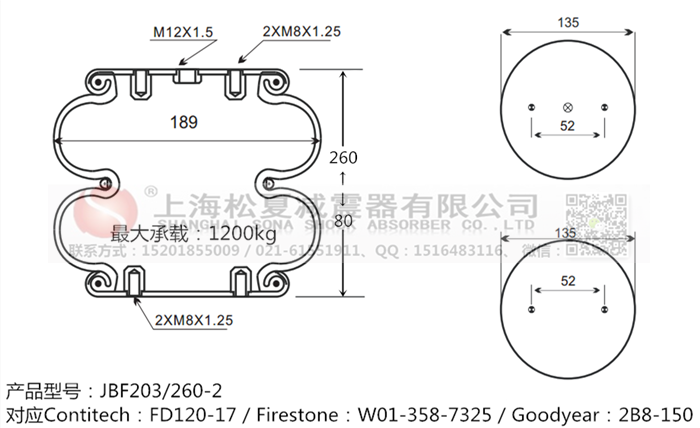 JBF203/260-2橡膠<a href='http://www.ddcatv.com.cn/' target='_blank'><u>空氣彈簧</u></a>